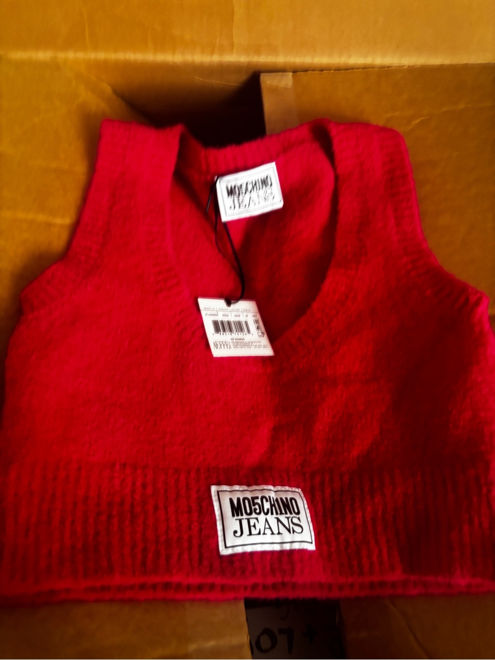 Moschino Red V-Neck Knit Vest